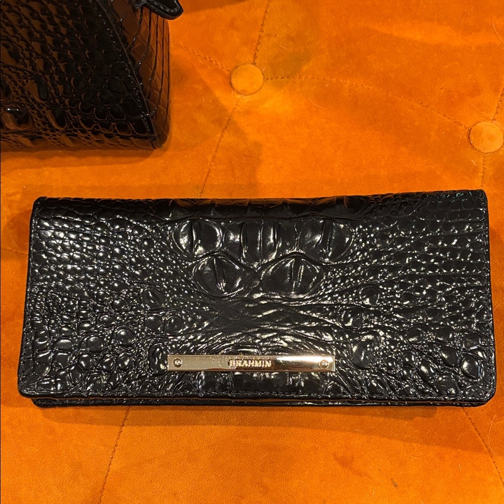 Brahmin Black Crocodile Embossed Handbag Set - Picture 2 of 16